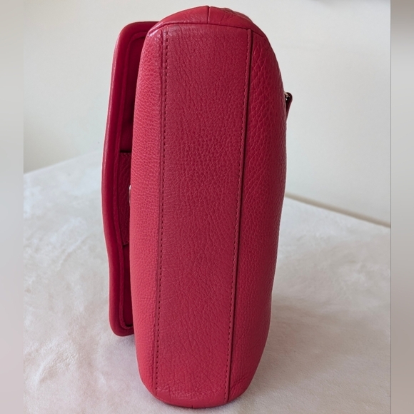 Coach Madison Pebbled Leather Gold Tone Chain Strap Crossbody Purse Cardinal Red - Picture 4 of 15